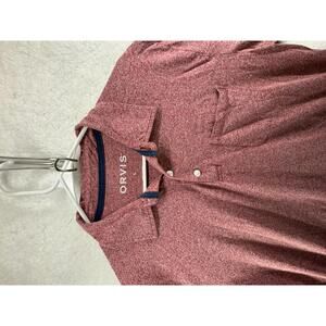 Orvis Mens Polo Heathered Red Large Stretch Pima Cotton Pocket